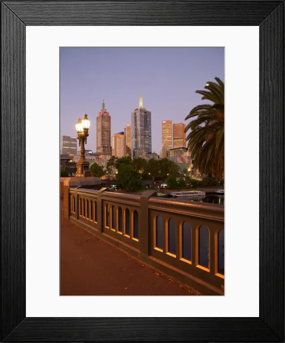 Framed Print : City skyline from Princes Bridge at dusk, Melbourne, Victoria, Australia, Pacific Framed Print : City skyline from Princes Bridge at dusk, Melbourne, Victoria, Australia, Pacific