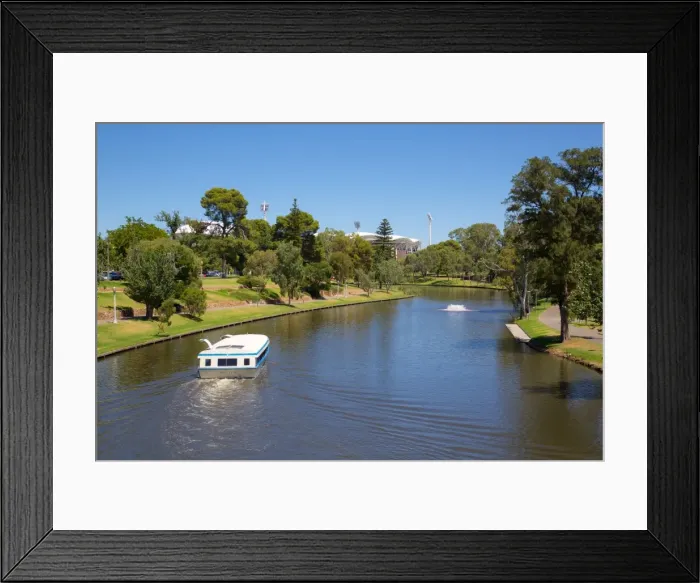 Framed Print : River Torrens and Popeye boat from Foot Bridge, Adelaide, South Australia, Oceania Framed Print : River Torrens and Popeye boat from Foot Bridge, Adelaide, South Australia, Oceania