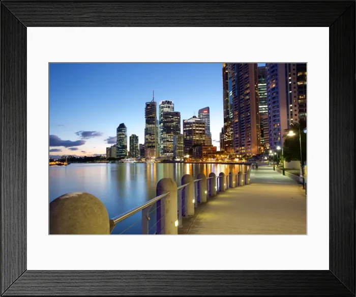 Framed Print : Brisbane River and City at Dusk, Brisbane, Queensland, Australia, Oceania Framed Print : Brisbane River and City at Dusk, Brisbane, Queensland, Australia, Oceania