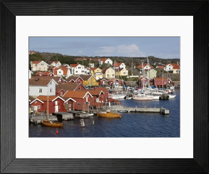 Framed Print : Falu red fishermens houses in harbour, Halleviksstrand, Orust, Bohuslan Coast, Southwest Sweden Framed Print : Falu red fishermens houses in harbour, Halleviksstrand, Orust, Bohuslan Coast, Southwest Sweden