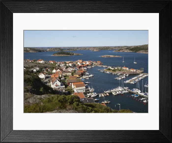 Framed Print : View over harbour and town from Vetteberget cliff, Fjallbacka, Bohuslan Coast, Southwest Sweden Framed Print : View over harbour and town from Vetteberget cliff, Fjallbacka, Bohuslan Coast, Southwest Sweden