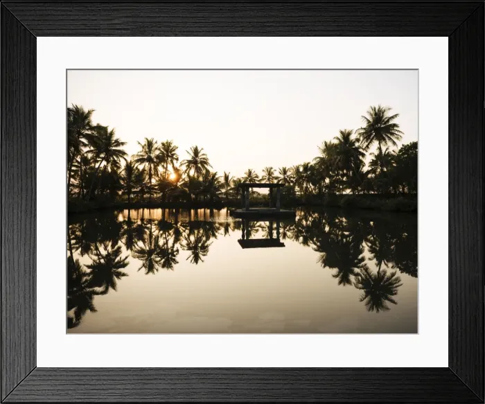 Framed Print : View of lake at sunset, backwaters near North Paravoor, Kerala, India, South Asia Framed Print : View of lake at sunset, backwaters near North Paravoor, Kerala, India, South Asia