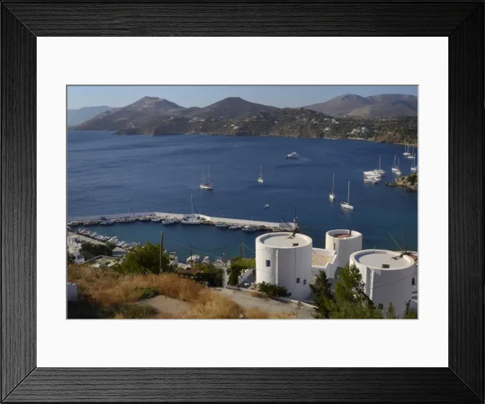 Framed Print : Old windmills, restored as holiday accommodation above Panteli harbour, Leros, Dodecanese Islands Framed Print : Old windmills, restored as holiday accommodation above Panteli harbour, Leros, Dodecanese Islands