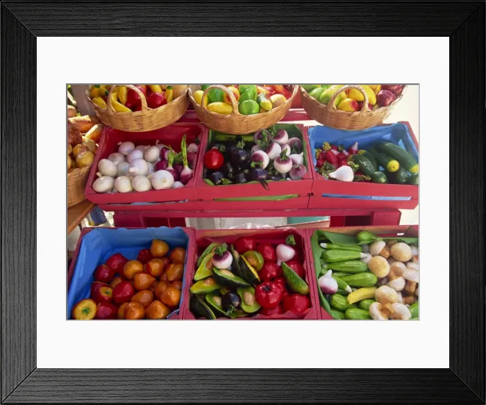 Framed Print : Close-up of vegetables for sale on market stall Framed Print : Close-up of vegetables for sale on market stall