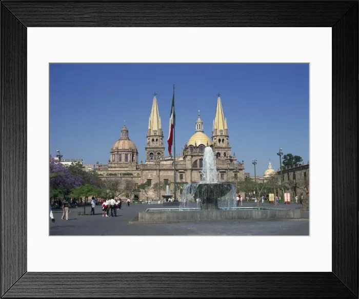 Framed Print : Fountain in front of the Christian cathedral in Guadalajara Framed Print : Fountain in front of the Christian cathedral in Guadalajara