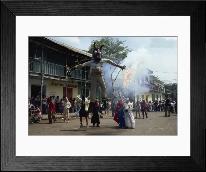 Framed Print : People carrying large effigy through the streets during Framed Print : People carrying large effigy through the streets during