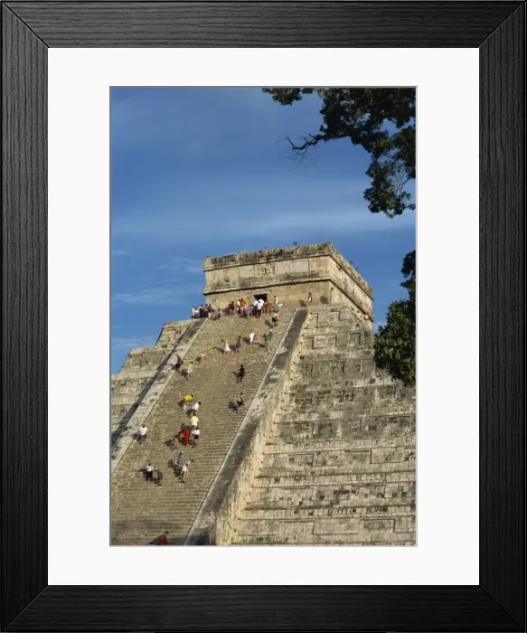 Framed Print : Tourists climbing El Castillo Framed Print : Tourists climbing El Castillo