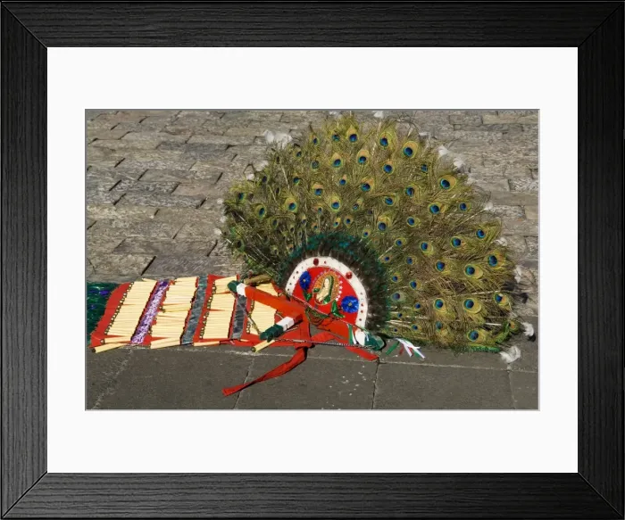 Framed Print : Head dresses worn by dancers in the square at the Basilica Framed Print : Head dresses worn by dancers in the square at the Basilica