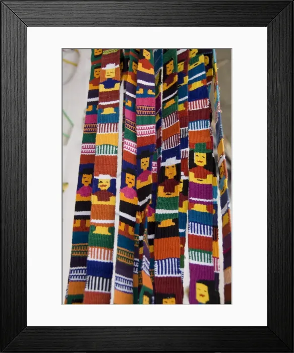 Framed Print : Traditional woven fabrics in tourist shop Framed Print : Traditional woven fabrics in tourist shop