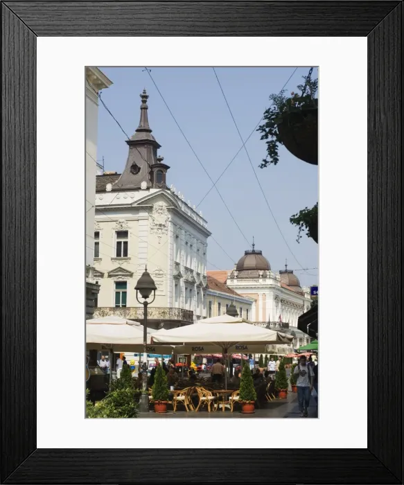 Framed Print : Outdoor cafes on Kneza Mihailova pedestrian boulevard Framed Print : Outdoor cafes on Kneza Mihailova pedestrian boulevard