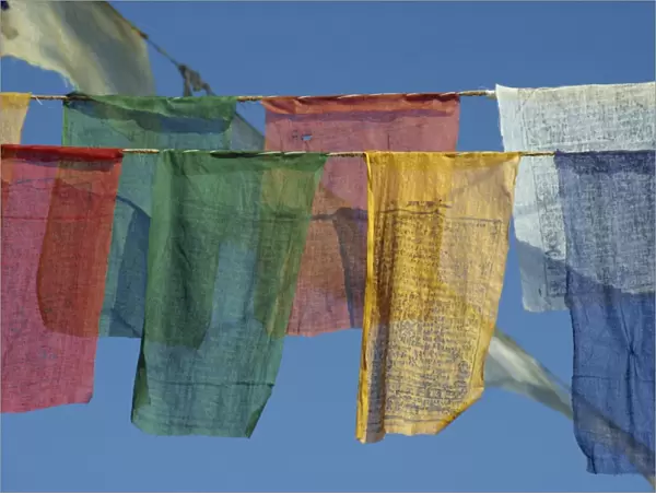 Close-up of prayer flags at Swayambunath