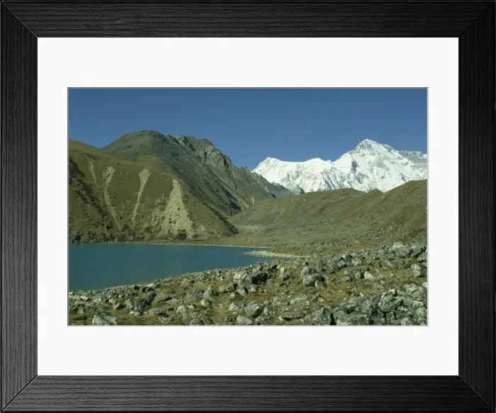 Framed Print : Longpanga Lake with lateral moraine on the right in Framed Print : Longpanga Lake with lateral moraine on the right in