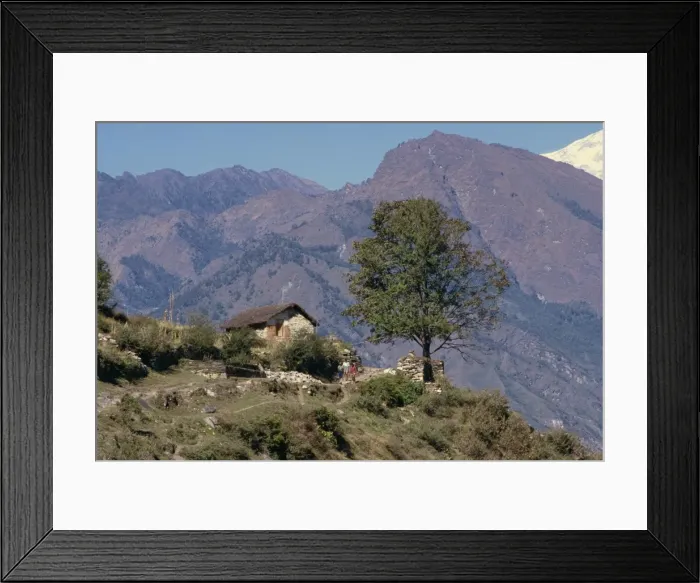 Framed Print : Trekkers on the trail to Ghoropani Pass from Tatopani Framed Print : Trekkers on the trail to Ghoropani Pass from Tatopani