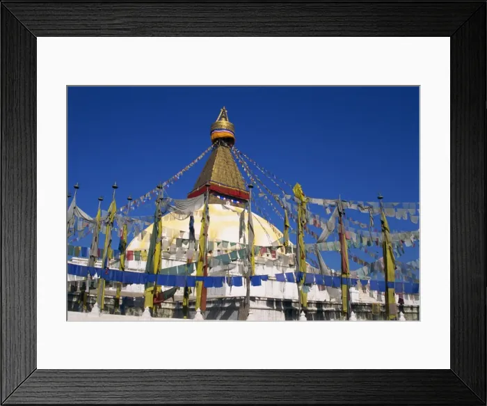 Framed Print : Prayer flags around the dome of one of the world s Framed Print : Prayer flags around the dome of one of the world s