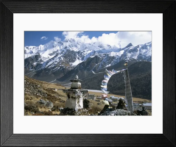 Framed Print : Prayer flags on Kyanjin Gompa Framed Print : Prayer flags on Kyanjin Gompa