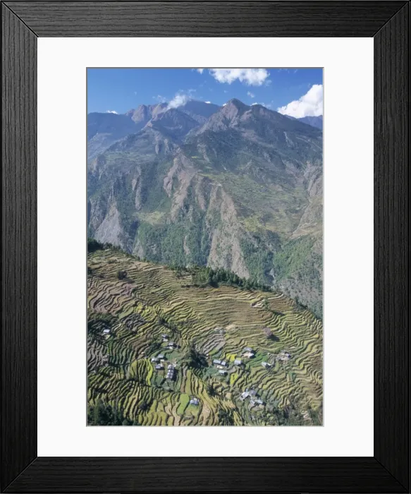 Framed Print : Terraced fields in upper Trisuli Valley Framed Print : Terraced fields in upper Trisuli Valley