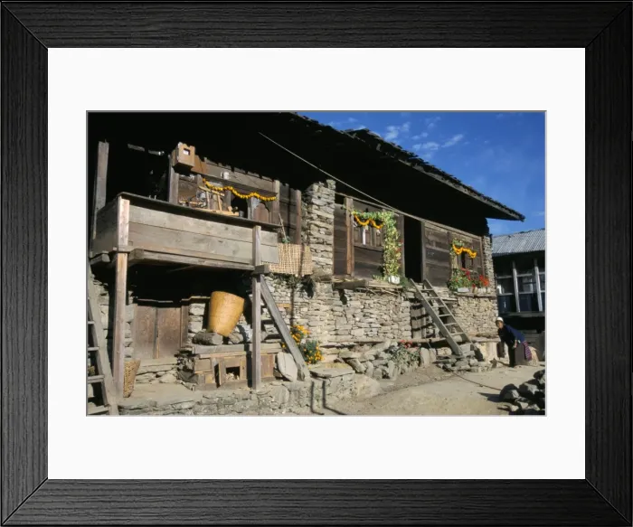 Framed Print : Old houses in Syarbru village