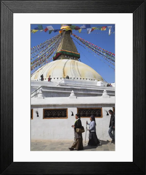 Framed Print : People walking round base of stupa Framed Print : People walking round base of stupa