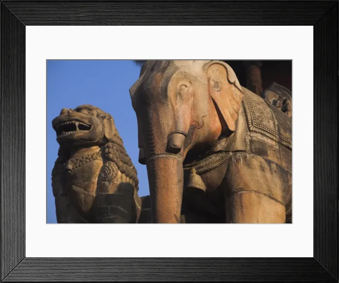 Framed Print : Stone statue of elephant at temple Framed Print : Stone statue of elephant at temple