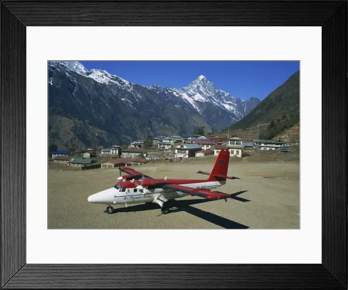 Framed Print : Small propellor aeroplane on the airstrip at Lukla Framed Print : Small propellor aeroplane on the airstrip at Lukla