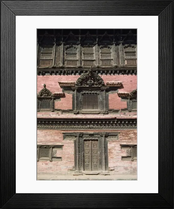 Framed Print : Carved wooden windows of the 55 Window Palace on Durbar Framed Print : Carved wooden windows of the 55 Window Palace on Durbar