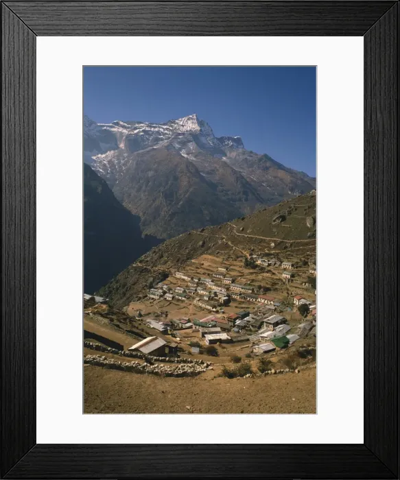 Framed Print : Houses and terraced fields of Namche Bazaar in the Khumbu Region Framed Print : Houses and terraced fields of Namche Bazaar in the Khumbu Region