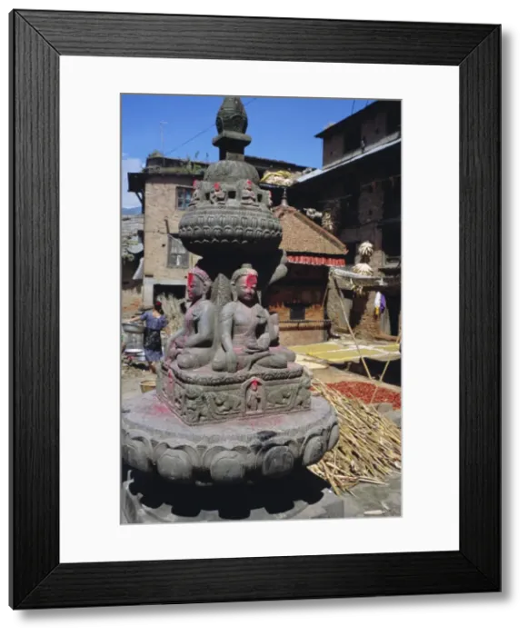 Framed Print : Chorten or stupa with carvings of the Buddha Framed Print : Chorten or stupa with carvings of the Buddha