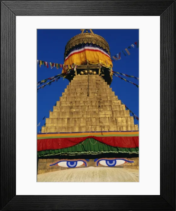 Framed Print : Close up of the Buddhist stupa at Bodnath (Bodhnath) (Boudhanath)