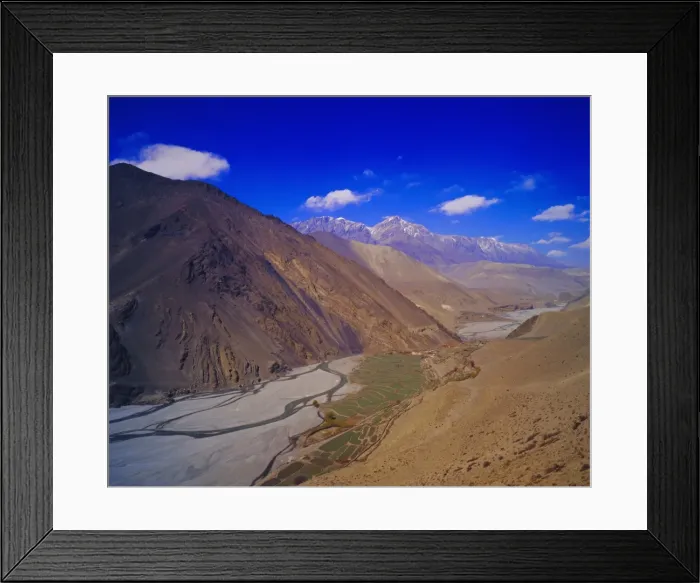 Framed Print : Kangaki River Valley surrounded by mountains Framed Print : Kangaki River Valley surrounded by mountains