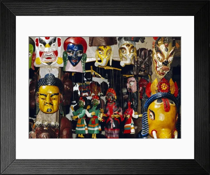 Framed Print : Wooden masks and puppets Framed Print : Wooden masks and puppets