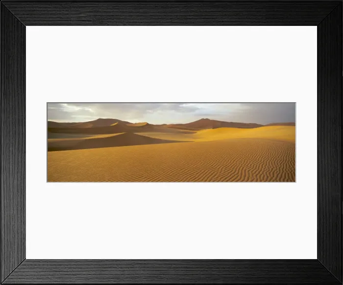 Framed Print : Panoramic view of sand dunes in sand sea Framed Print : Panoramic view of sand dunes in sand sea