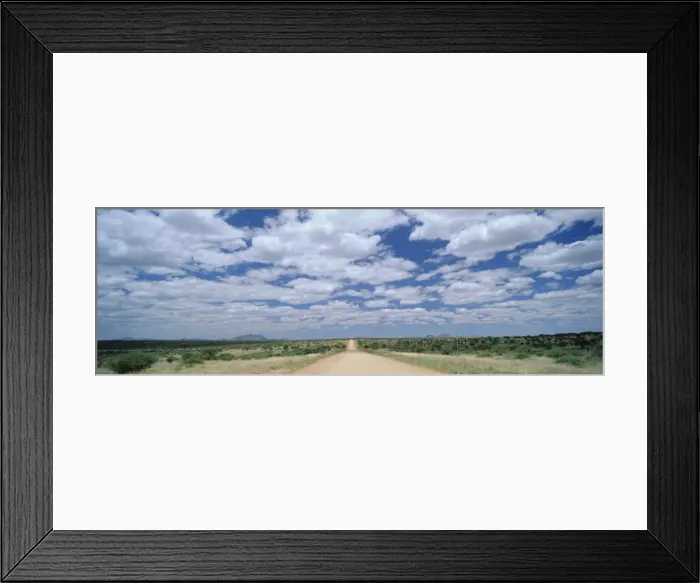 Framed Print : Straight gravel road cutting across grassy plain near Windhoek Framed Print : Straight gravel road cutting across grassy plain near Windhoek