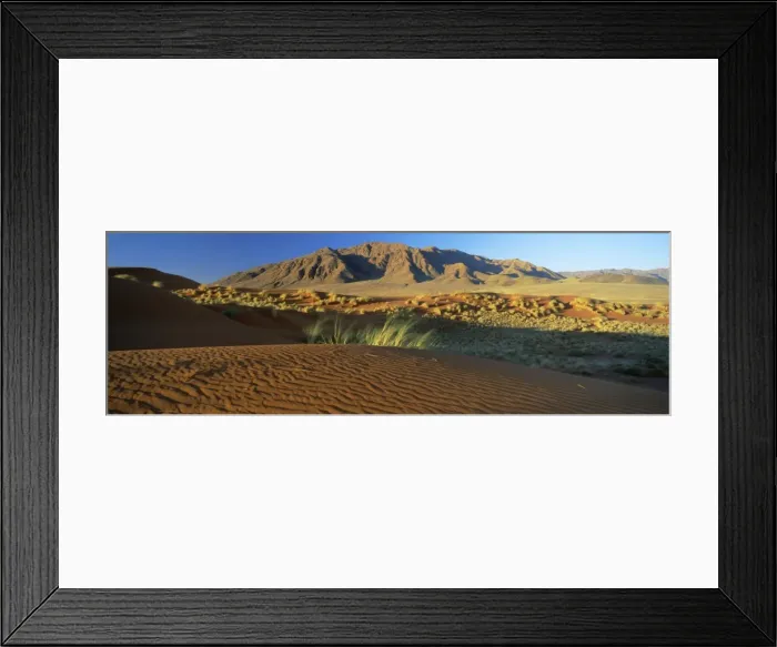 Framed Print : Panoramic view over dunes and mountains Framed Print : Panoramic view over dunes and mountains