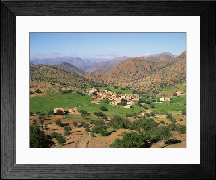Framed Print : Village and fields in the hills east of Tiznit Framed Print : Village and fields in the hills east of Tiznit