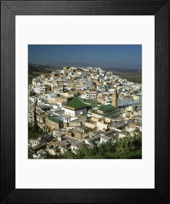 Framed Print : Aerial view over the green tiled roofs of the sacred Framed Print : Aerial view over the green tiled roofs of the sacred