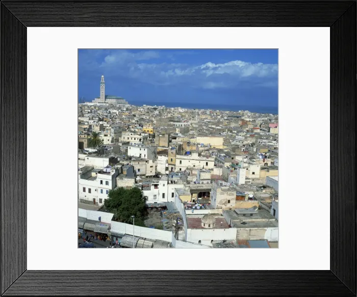 Framed Print : City skyline including the Hassan II Mosque Framed Print : City skyline including the Hassan II Mosque