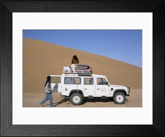 Framed Print : Loading equipment on a 4x4 vehicle after desert trek Framed Print : Loading equipment on a 4x4 vehicle after desert trek