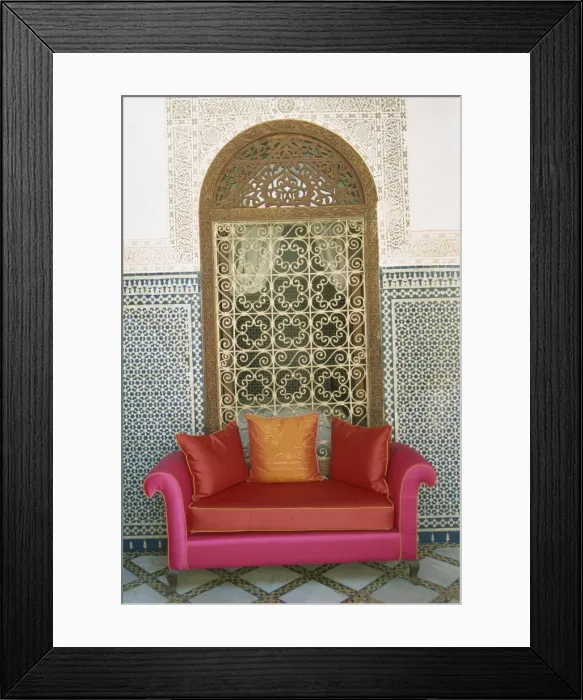 Framed Print : Sofa in courtyard of Riad Enija Framed Print : Sofa in courtyard of Riad Enija