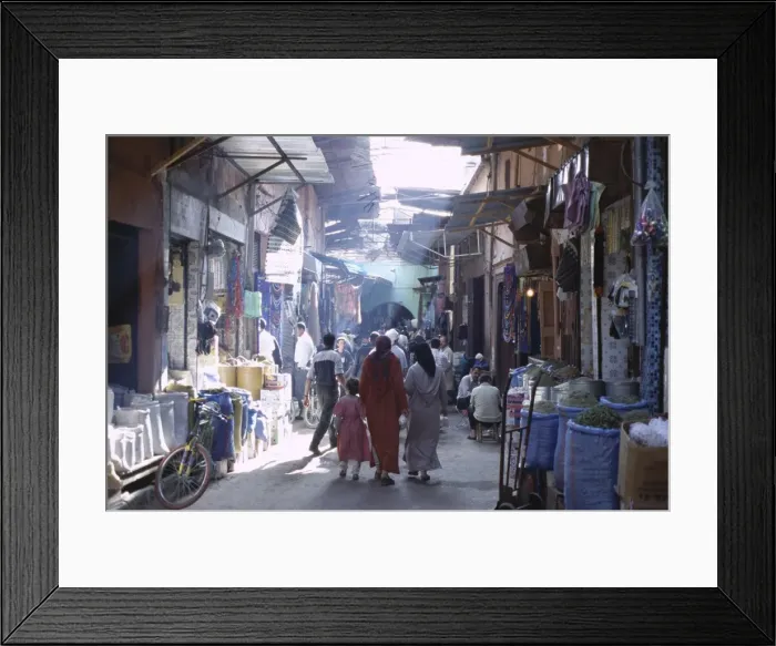 Framed Print : Street scene in the souks of the Medina