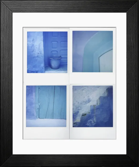 Framed Print : Montage of four Polaroid images of blue walls Framed Print : Montage of four Polaroid images of blue walls