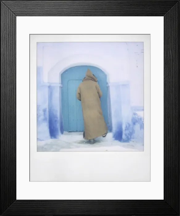 Framed Print : Polaroid of man wearing traditional woollen djellaba Framed Print : Polaroid of man wearing traditional woollen djellaba