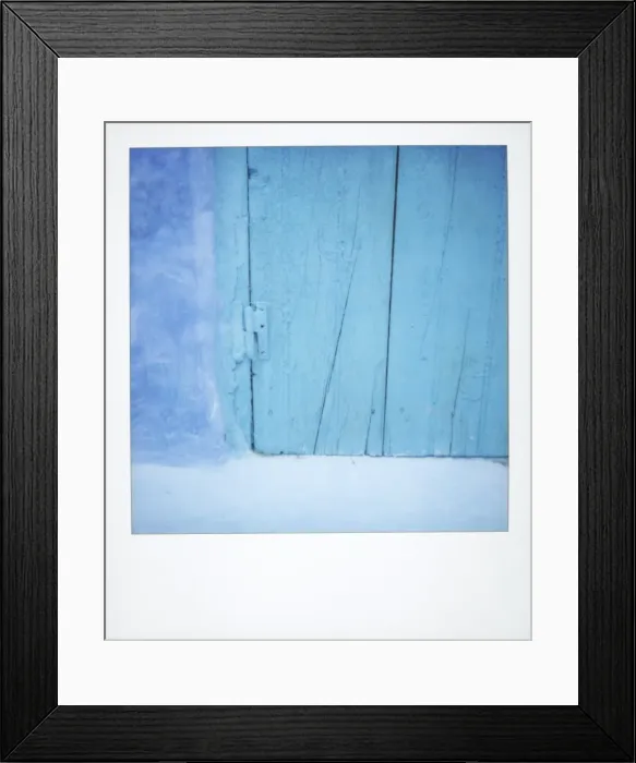 Framed Print : Polaroid of detail of a traditional painted blue door Framed Print : Polaroid of detail of a traditional painted blue door