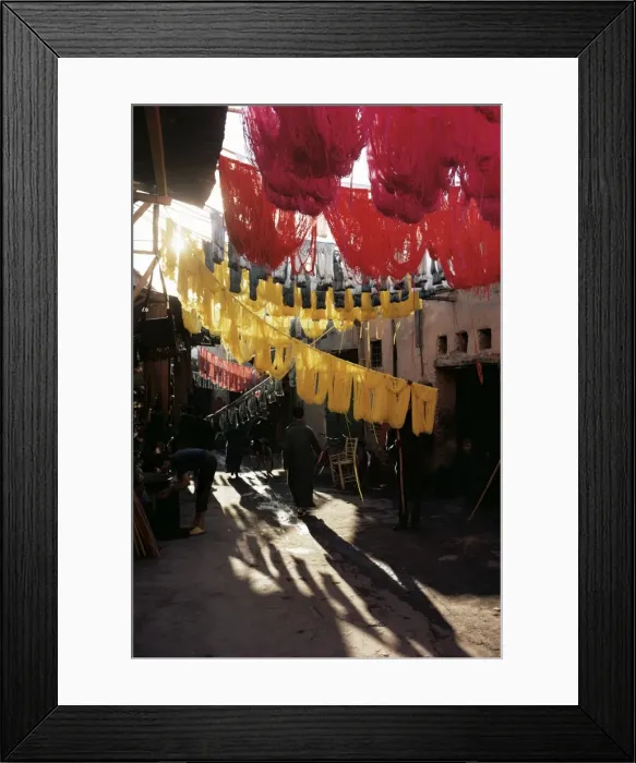 Framed Print : Dyed wool, Dyers Souk Framed Print : Dyed wool, Dyers Souk