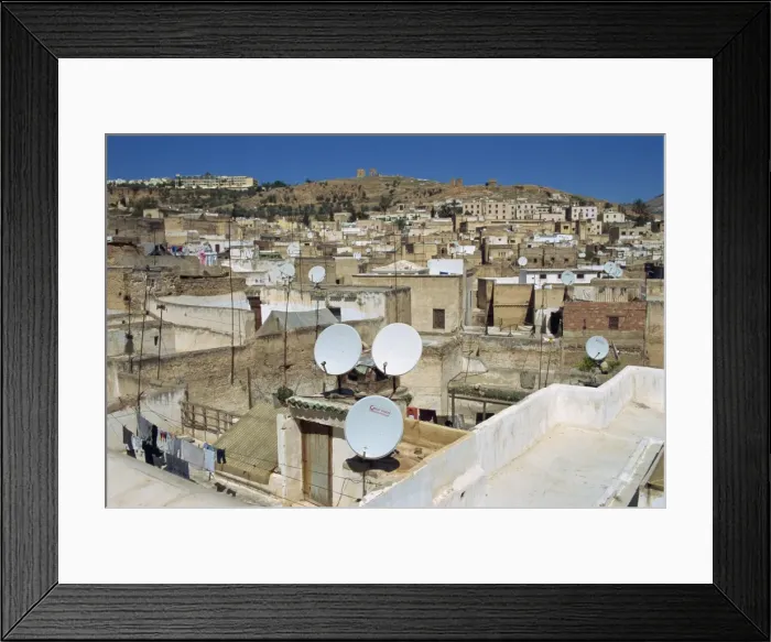 Framed Print : Satellite dishes in the old city or medina Framed Print : Satellite dishes in the old city or medina
