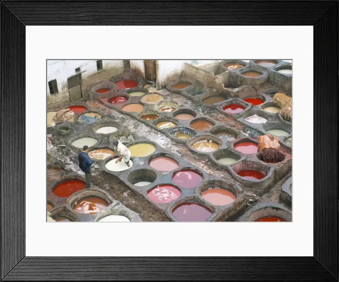 Framed Print : Elevated view over vats of dye Framed Print : Elevated view over vats of dye