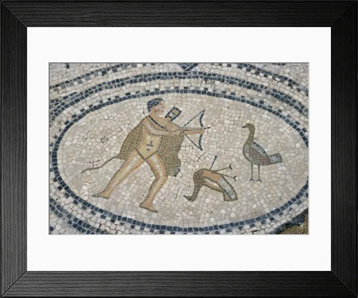 Framed Print : Mosaic floor of hunting scene