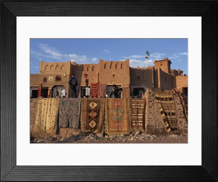 Framed Print : Carpets and rugs displayed on walls outdoors for sale Framed Print : Carpets and rugs displayed on walls outdoors for sale