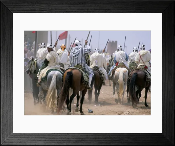 Framed Print : Riders in the Fantasia pour le moussen de Moulay Abdallah Framed Print : Riders in the Fantasia pour le moussen de Moulay Abdallah