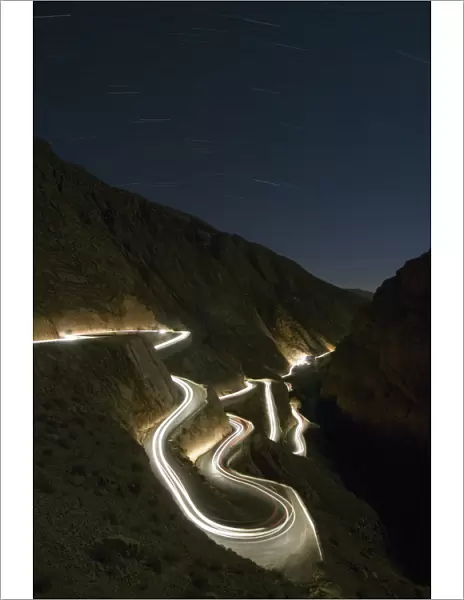car light trails at night