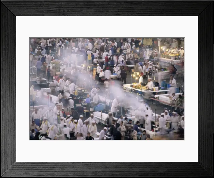 Framed Print : Food stalls in the Jemaa El Fna (Djemaa El Fna)